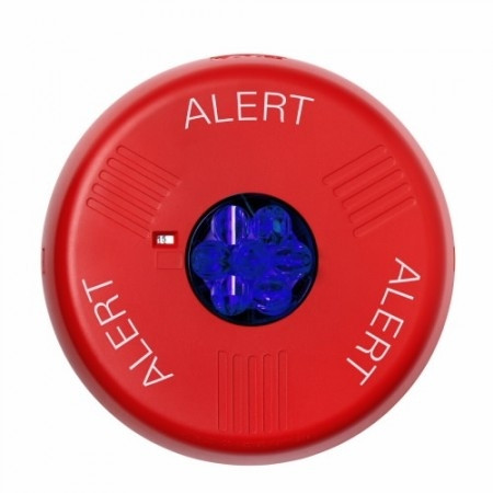 Wheelock Ceiling Fire Alarm Strobe Light 24V (ALERT Lettering, Blue Strobe Light)  ELSTRC-ALB ELUXA