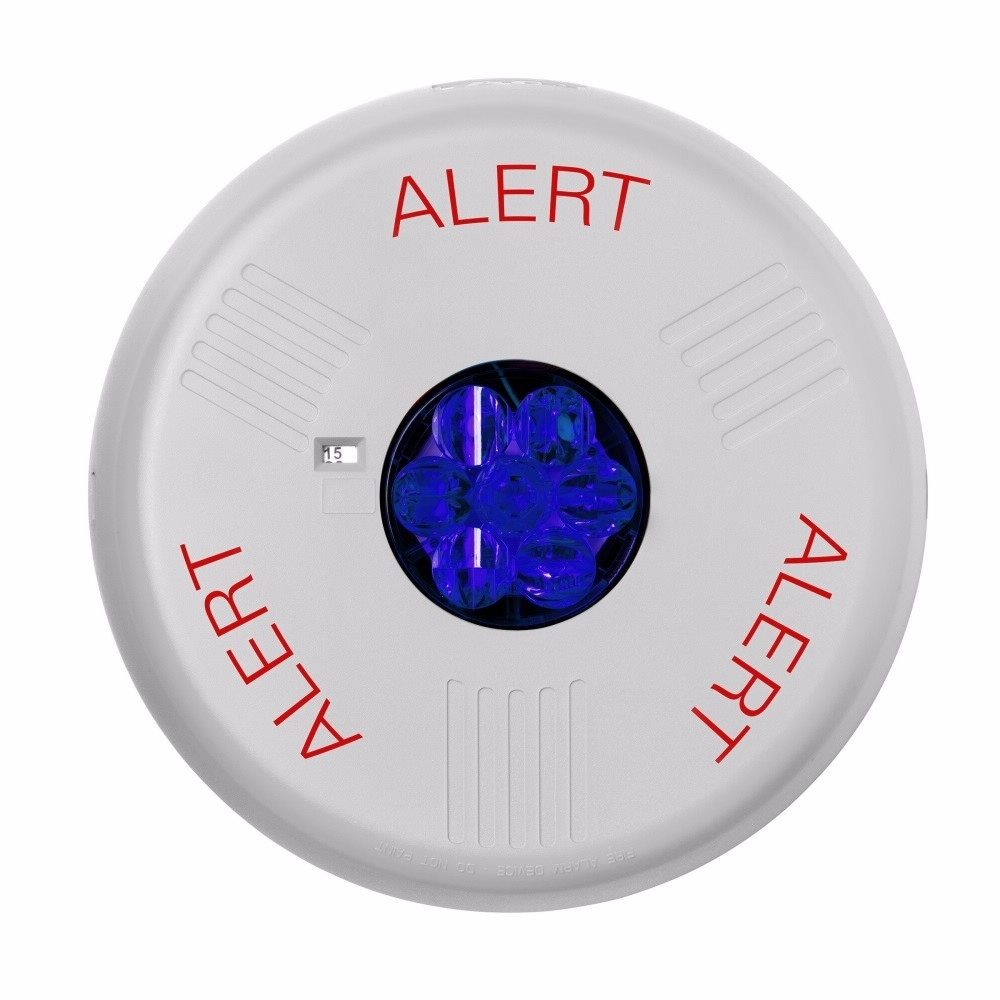 Wheelock Ceiling Fire Alarm Strobe Light 24V (ALERT Lettering, Blue Strobe Light) ELSTWC-ALB ELUXA